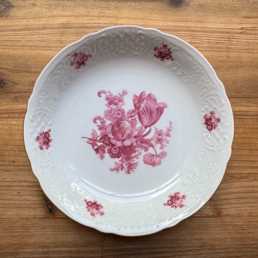 Schumann Bavaria China Soup Bowl Pink Floral Design Rare